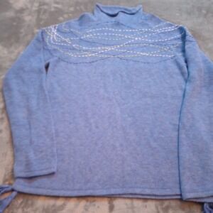 Coldwater‎ Creek Roll Neck Sweater Womens Size Medium M Blue Cotton Blend